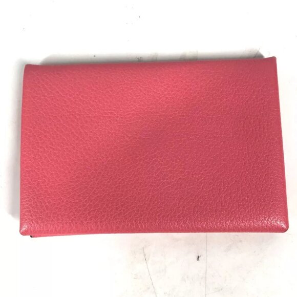 HERMES Two fold Calvi Card Case Business card case Card Case Leather Roseet pink - Picture 1 of 11